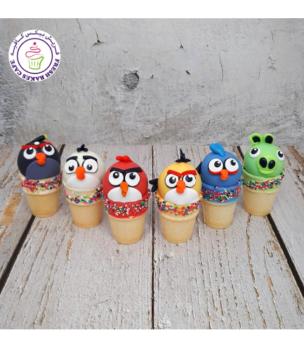 Angry Birds Themed Cone Cake Pops