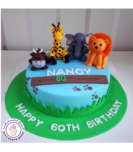 Jungle Animals Themed Cake - 3D Cake Toppers - 1 Tier 03a