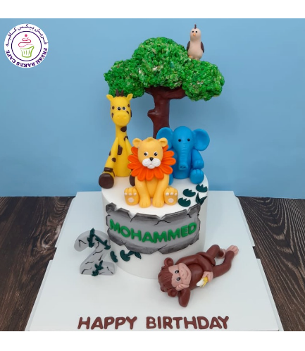 Jungle Animals Themed Cake - 3D Cake Toppers - 1 Tier 11