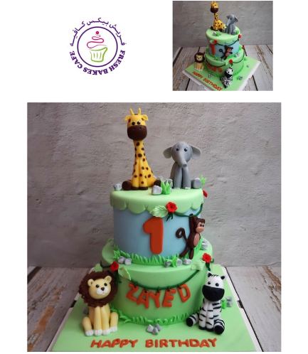 Cake - Animals - Jungle Animals - 3D Cake Toppers - 2 Tier 03