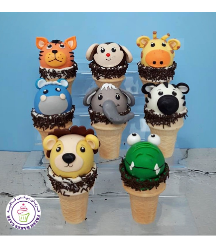 Animals Themed Cone Cake Pops - Jungle Animals 02