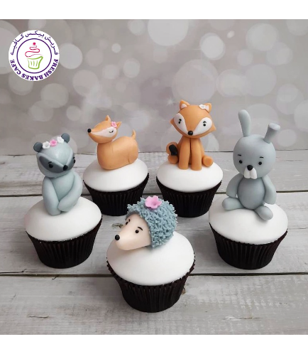 Animals Themed Cupcakes - Wood Animals - 3D Toppers
