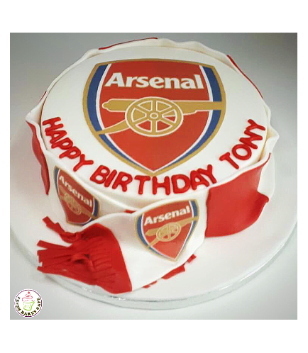 Football Themed Cake - Arsenal - Logo - Printed Picture & Scarf