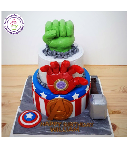Superheroes Themed Cake - Avengers - End Game - 3D Cake Toppers - 2 Tier