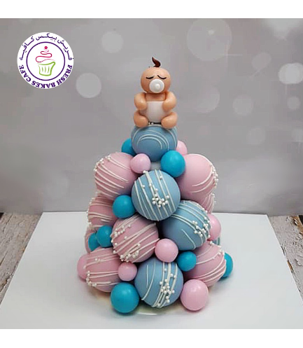 Baby Gender Reveal Themed Cake Pops Tower 02