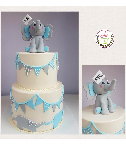 Cake - Baby Shower - Elephant - 3D Cake Topper - 2 Tier