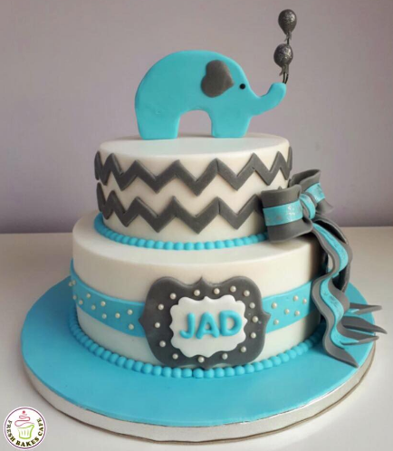 Cake - Baby Shower - Elephant - 2D Cake Topper - 2 Tier