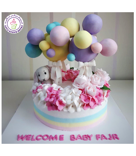 Balloon Themed Cake - 3D Cake Toppers - Baby Shower - Pink
