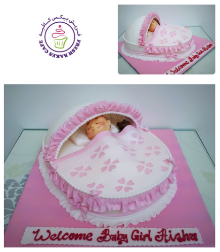Cake - Baby Shower - Baby Crib - Girl 01