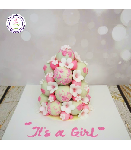 Baby Shower Themed Cake Pops Tower - Baby Girl
