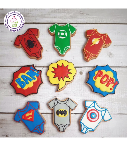 Cookies - Baby Shower - Onesies - Superheroes 01