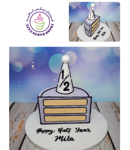 Baby's 6 Months Birthday Celebration Themed Cake - Party Hat