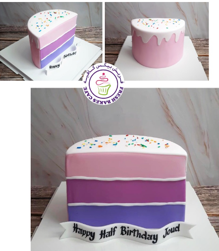 Baby's 6 Months Birthday Celebration Themed Cake - Pink & Purple
