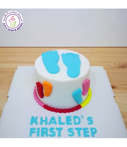 Baby's First Step Themed Cake - Footsteps - Blue 01