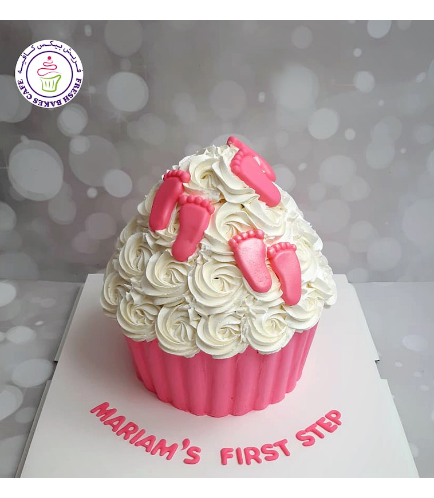 Baby's First Step Themed Cake - Footsteps - Pink - Mega Cupcake