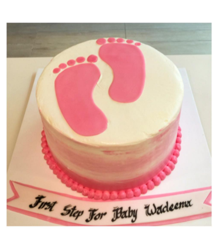 Baby's First Step Themed Cake - Footsteps - Pink