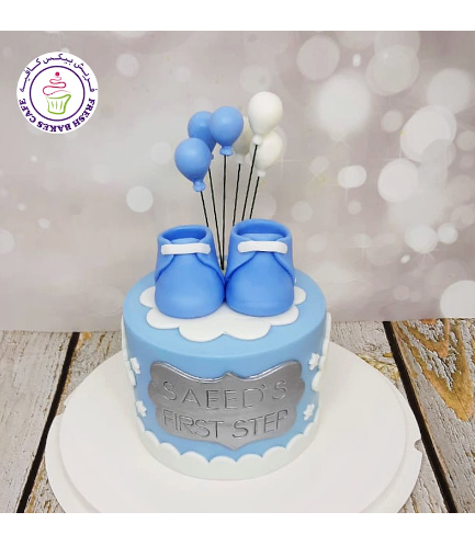 Baby's First Step Themed Cake - Baby Booties - Blue 02