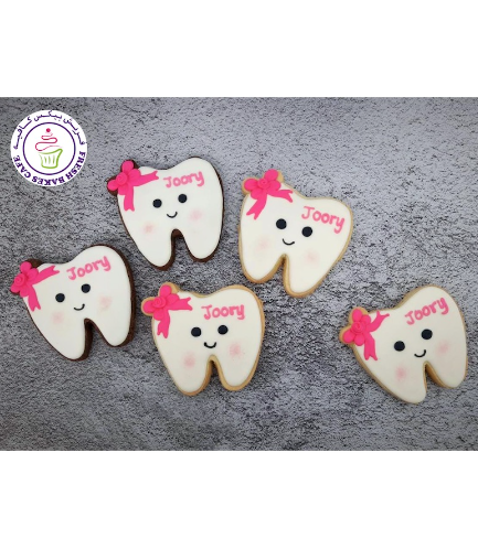Baby's First Tooth Themed Cookies - Ribbon & Name