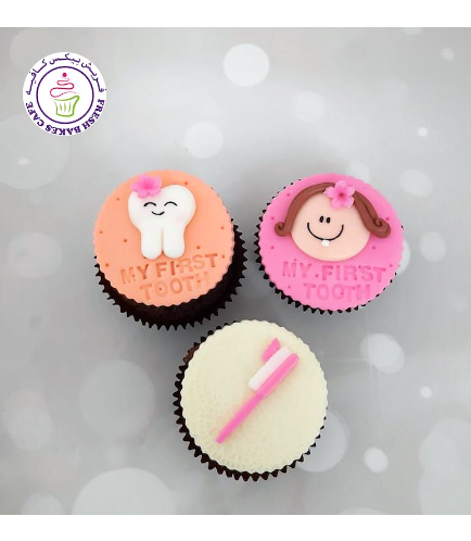 Baby's First Tooth Themed Cupcakes - Girl