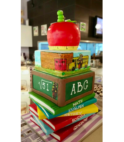 Cake - Back to School - Black Board & Books - 3D Cake 01a