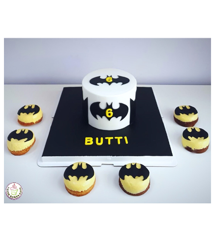 Batman Themed Cake - Logo - Fondant Cake - White 01b