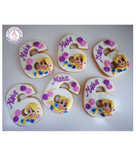 Birthday Numbers Themed Cookies - Tangled - Number 06