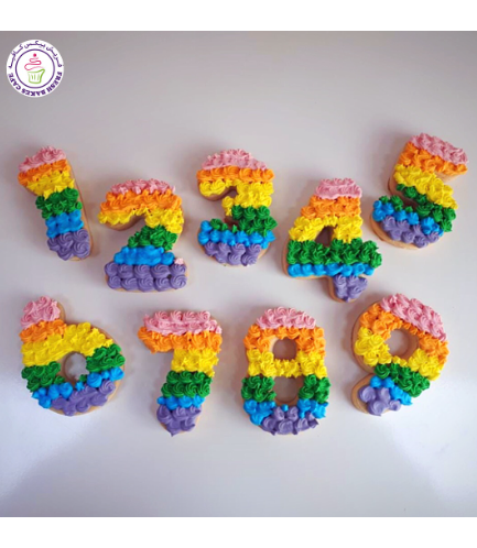 Cookies - Rainbow - Numbers - Rose Piping