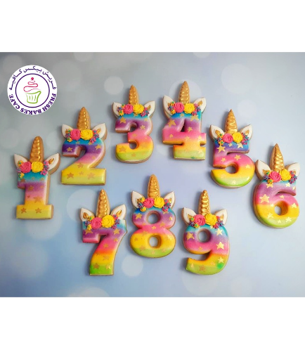 Birthday Numbers Themed Cookies - Unicorn 03