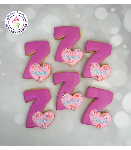 Birthday Numbers Themed Cookies - Hearts