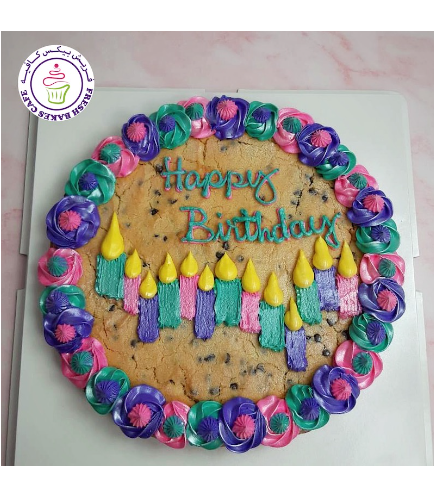 Birthday Themed Chocolate Chip Cookie Cake - Candles 02