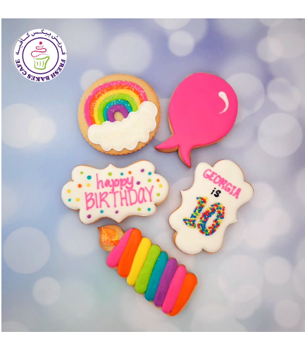 Birthday Themed Cookies - Ballon, Candle, & Rainbow