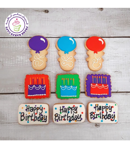 Balloons & Birthday Cakes Themed Cookies