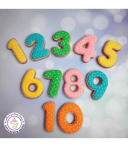 Birthday Numbers Themed Cookies - Pastel Colors with Dots