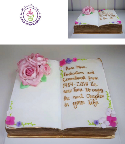 Cake - Book - Open Book with Roses