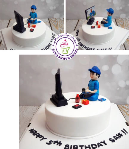 Boy Themed Cake - Video Games & Snacks 02