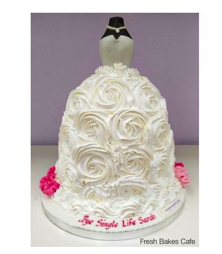 Bridal Shower Themed Cake - Wedding Dress - 3D Cake - Cream 01