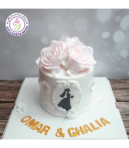 Bridal Shower Themed Cake - Flowers & Bride Painting
