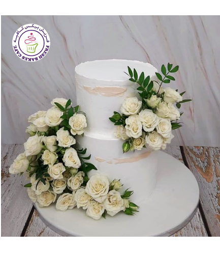 Engagement Themed Cake - Natural Roses - 2 Tier