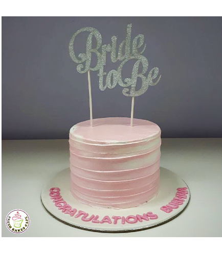Bridal Shower Themed Cake - Pink Cream Ruffles