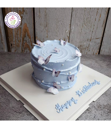 Butterfly Themed Cake - 2D Printed Pictures - 1 Tier 06 - Purple - Light