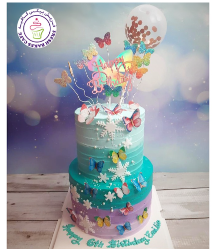Butterfly Themed Cake - 2D Printed Pictures - 2 Tier 03