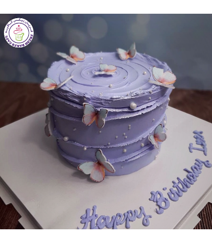 Butterfly Themed Cake - 2D Printed Pictures - 1 Tier 06 - Purple 01