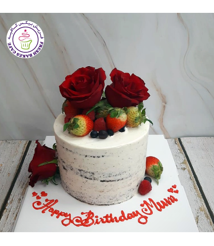 Cake with Berries & Roses 03