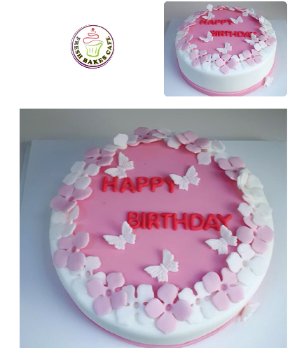 Butterfly Themed Cake - Butterfly Cut Outs - 1 Tier 01