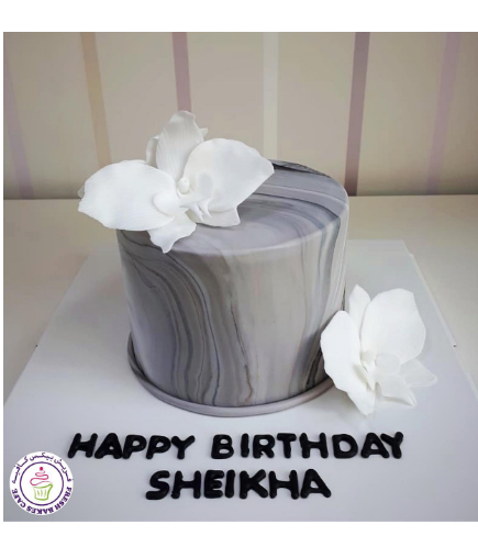 Cake - Orchids - Fondant Marble - Grey 03