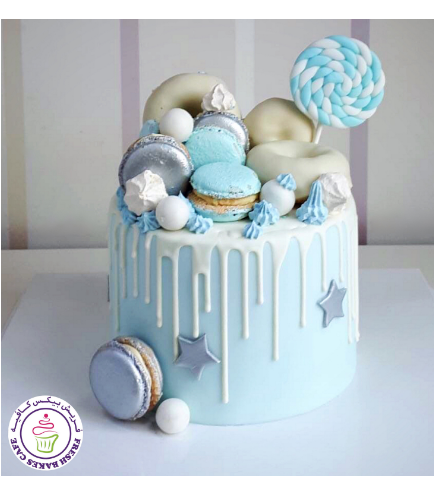 Cake with Donuts & Macarons 01