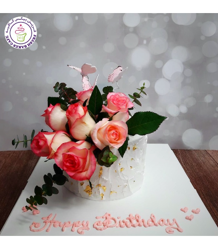 Butterfly Themed Cake - 2D Printed Pictures & Natural Roses