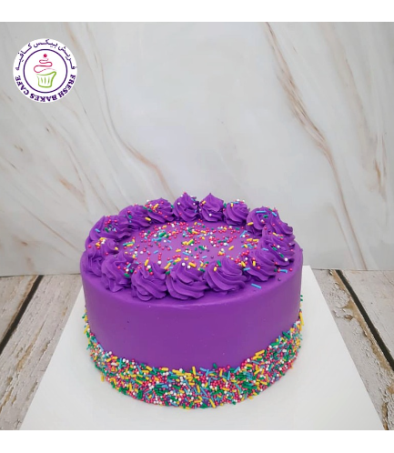 Cake with Sprinkles - Cream Piping - Purple
