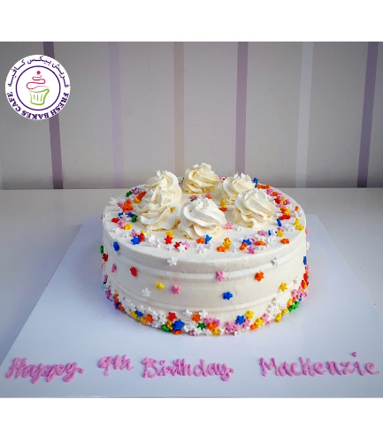 Cake with Sprinkles - Cream Piping - White 01
