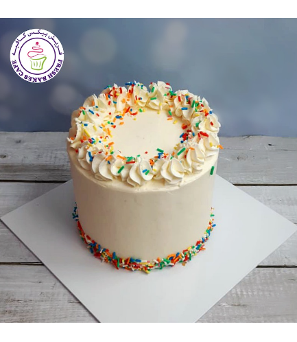 Cake with Sprinkles - Cream Piping - White 02